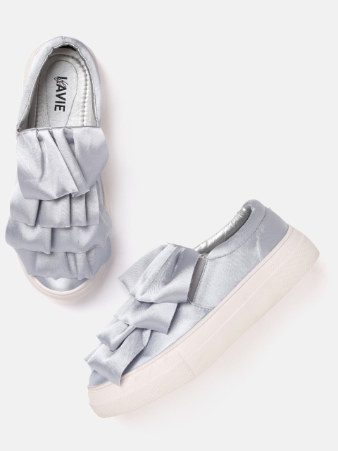 

Lavie Women Grey Ruffles Slip-On Sneakers