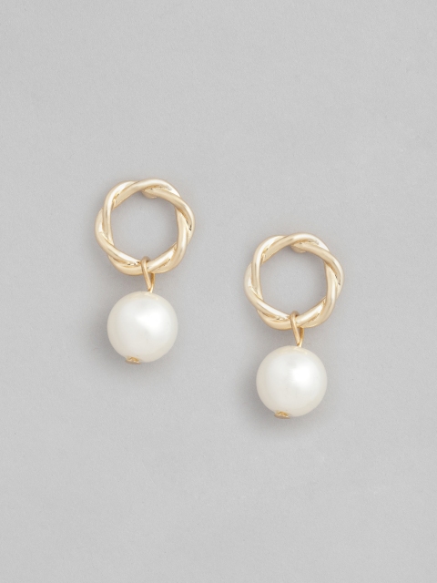 

Accessorize Gold-Toned & White Classic Drop Earrings