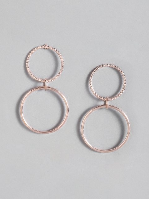 

Accessorize Rose Gold-Toned Textured Circular Drop Earrings