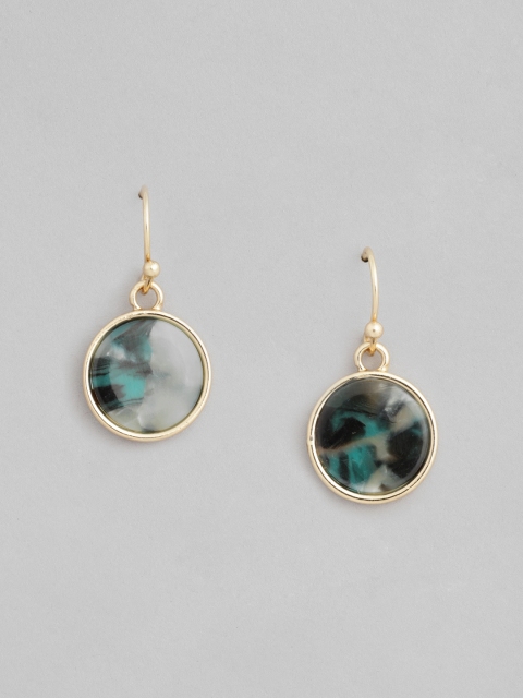 

Accessorize Green & Gold-Toned Circular Drop Earrings
