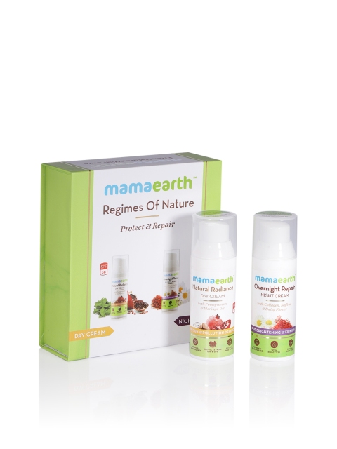 

Mamaearth Unisex Set of Natural Radiance Day & Overnight Repair Cream, White