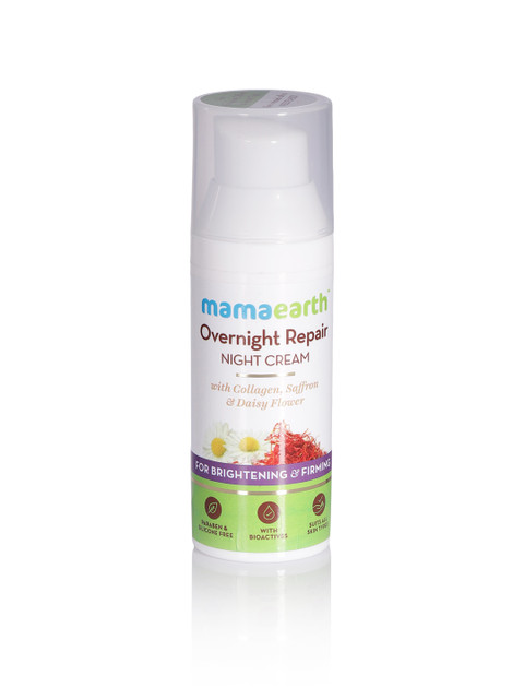 

Mamaearth Sustainable Overnight Repair Brightening Firming Night Cream 50ml, White