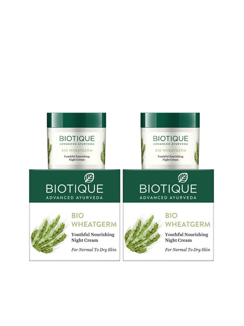

Biotique Unisex Set of 2 Bio Wheat Germ Youthful Nourishing Night Cream 100g, White
