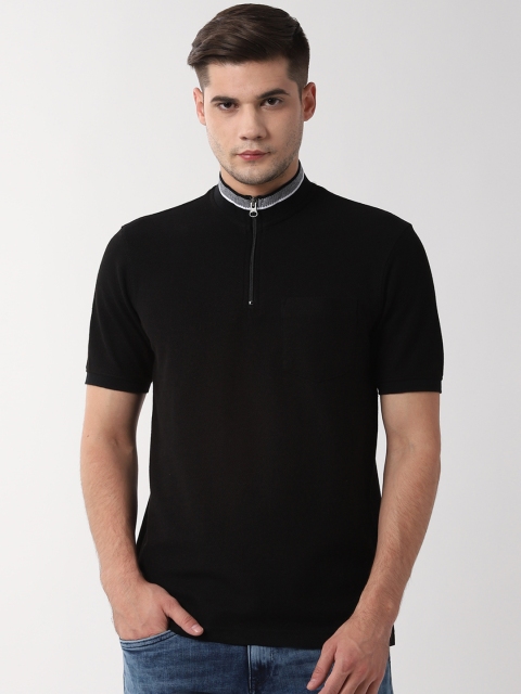 

Peter England Casuals Men Black Self Design High Neck T-shirt