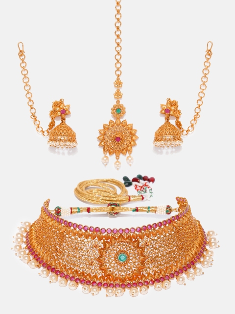

Anouk Women Gold-Plated & Pink Jewellery Set With Maang Tika