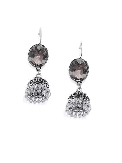 

VIDRUKARIH Silver-Plated Dome Shaped Jhumkas
