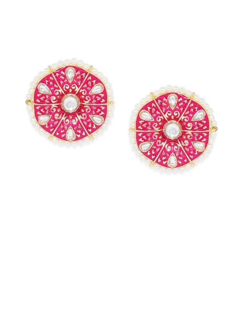 

VIDRUKARIH Pink & Off-White Circular Studs