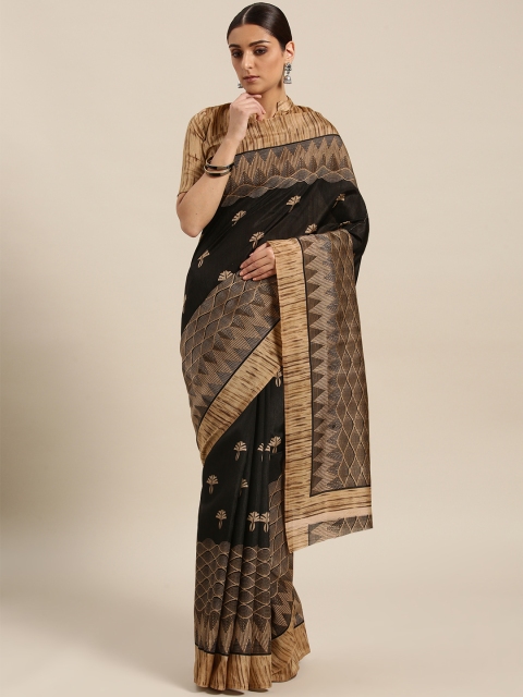 

Saree mall Black & Beige Printed Bhagalpuri Saree