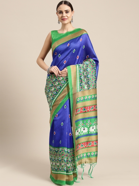 

Saree mall Blue & Green Printed Saree