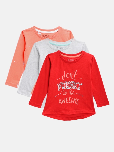 

Gini and Jony Girls Pack of 3 T-shirts, Grey melange