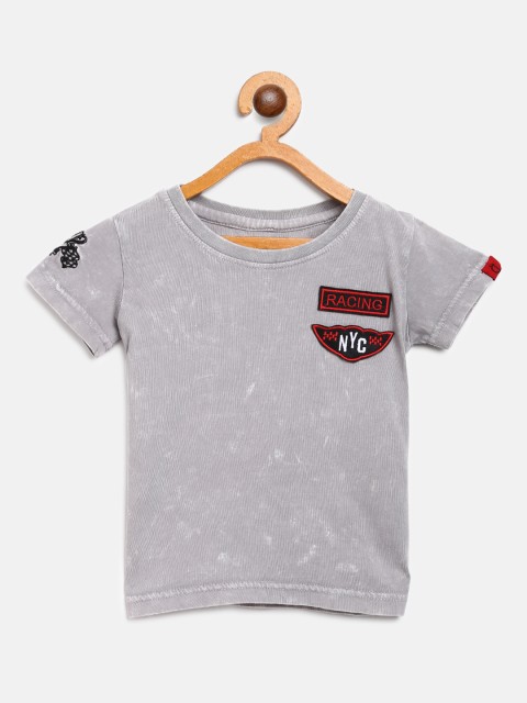 

Gini and Jony Boys Grey Tie Dye Round Neck Pure Cotton T-shirt