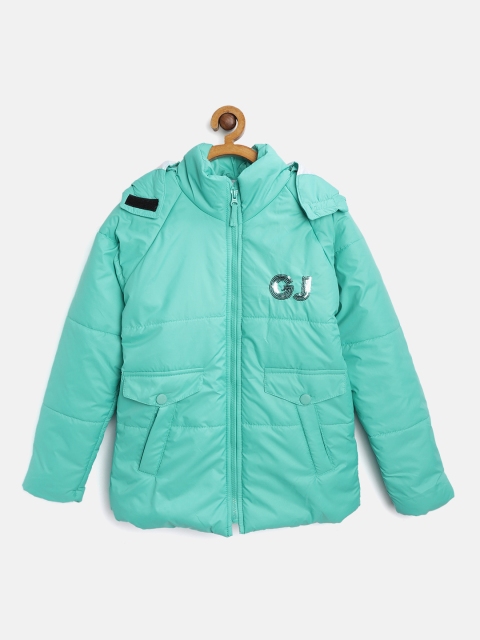 

Gini and Jony Girls Sea Green Solid Parka