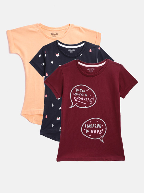 

Gini and Jony Girls Pack of 3 T-shirts, Peach