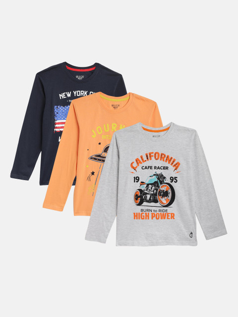 

Gini & Jony Boys Pack of 3 Printed T-Shirt, Navy blue