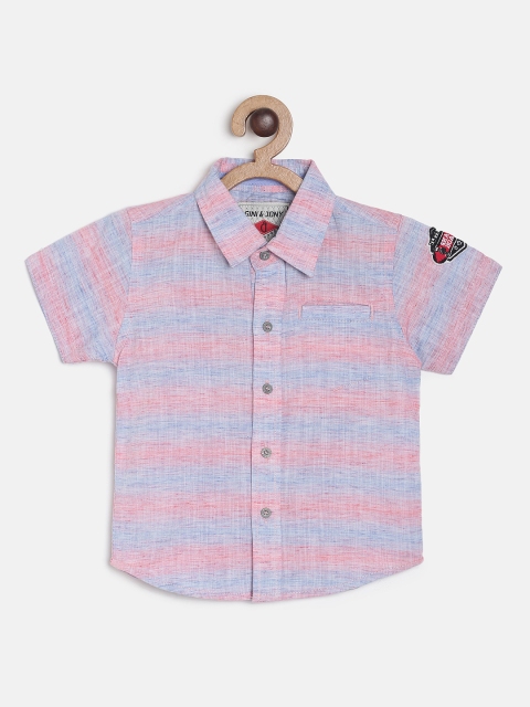 

Gini and Jony Boys Red & Blue Regular Fit Striped Casual Shirt