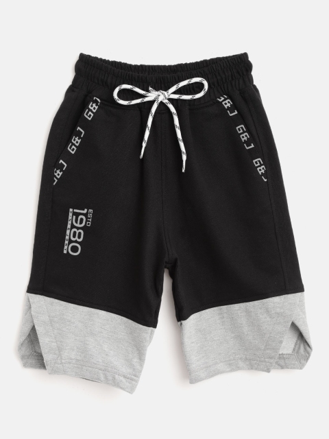 

Gini and Jony Boys Black & Grey Melange Colourblocked Regular Shorts