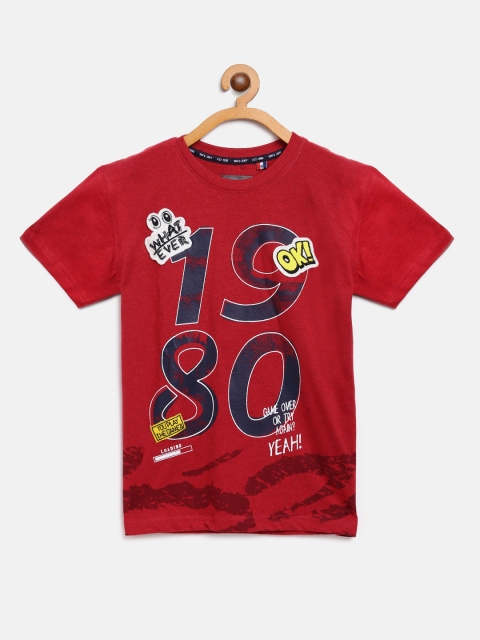 

Gini and Jony Boys Red & Navy Printed Round Neck T-shirt