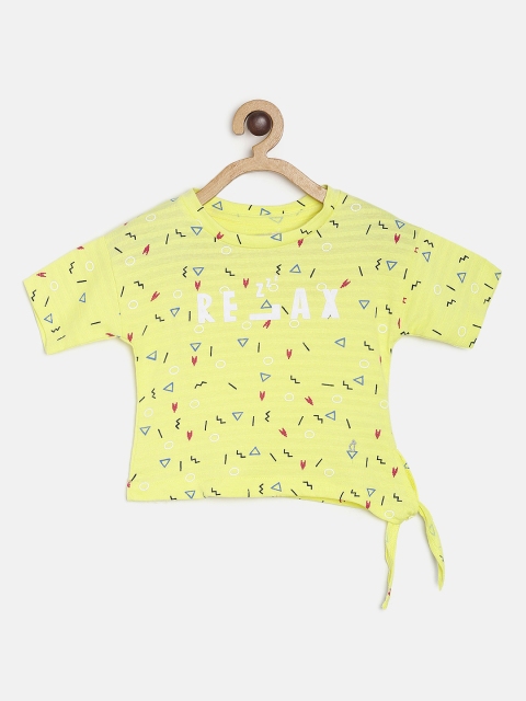 

Gini and Jony Girls Yellow Printed Top