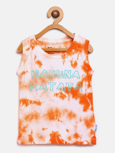 

Gini and Jony Boys Orange & White Tie-Dye Round Neck T-shirt