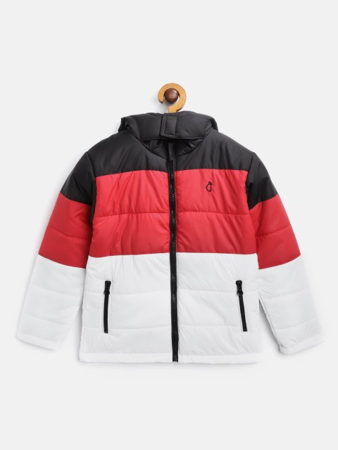 

Gini and Jony Boys Black & Red Colourblocked Hooded Padded Jacket