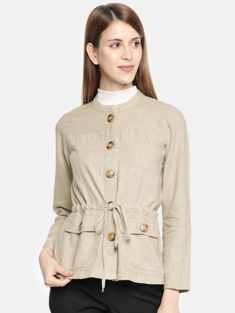

AND Women Beige Solid Tailored Jacket