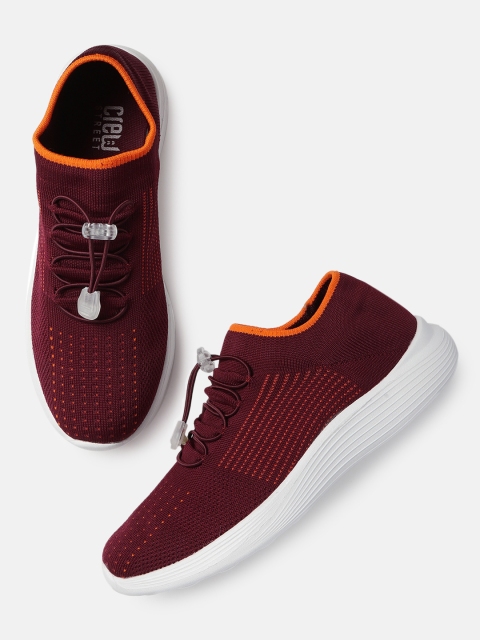 

Crew STREET Women Maroon Woven Design Sneakers