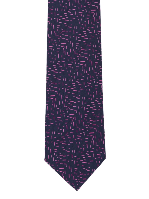 

Louis Philippe Navy Blue & Pink Printed Broad Tie