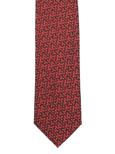 

Louis Philippe Red Woven Design Broad Tie