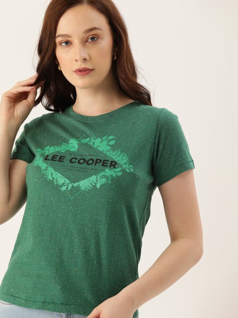

Lee Cooper Women Green Printed Round Neck T-shirt
