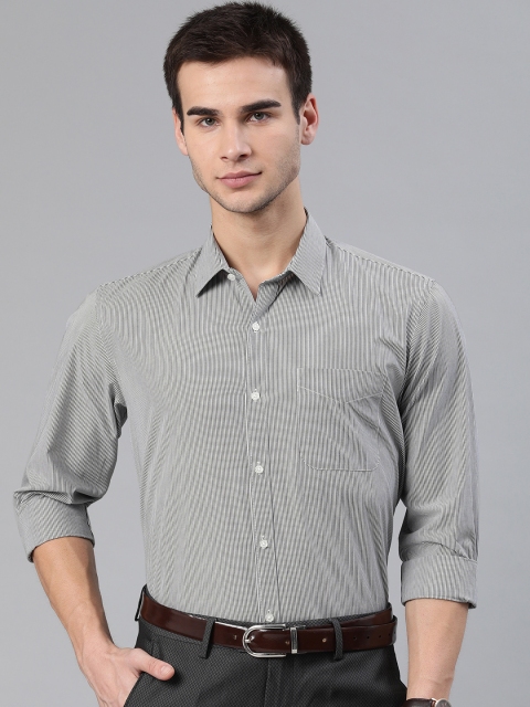 

Peter England Men Charcoal Grey & White Nuvo Regular Fit Striped Formal Shirt