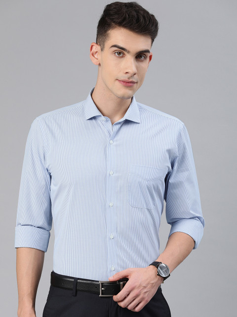 

Peter England Men Blue Nuvo Fit Striped Formal Shirt, Grey