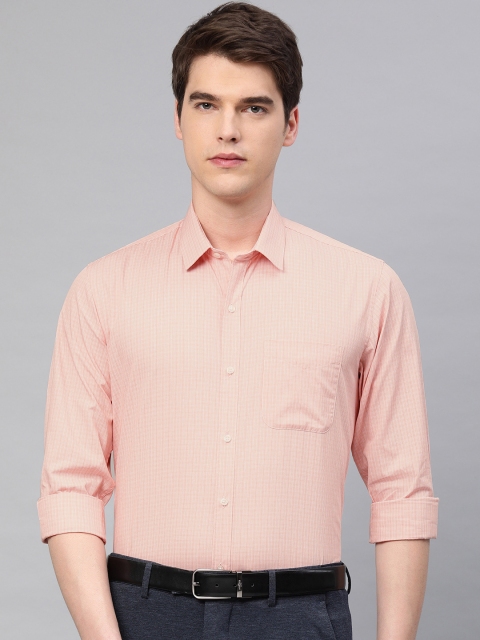 

Peter England Men Peach-Coloured Nuvo Fit Checked Formal Shirt