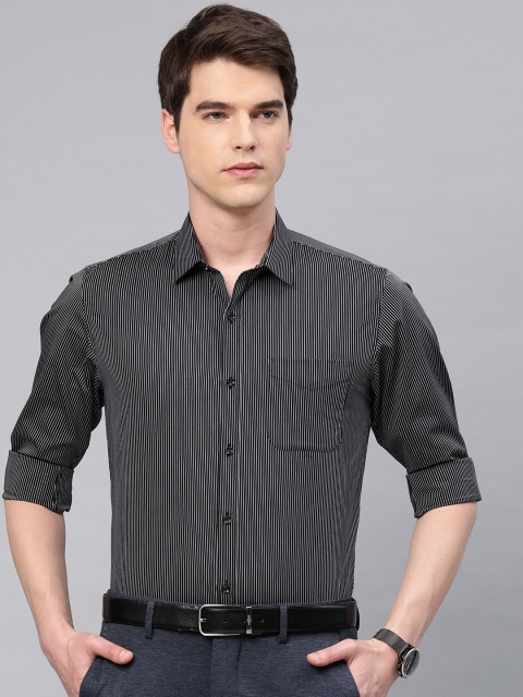 

Peter England Men Black & Grey Slim Fit Striped Formal Shirt