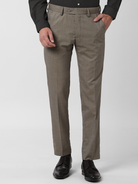 

Peter England Men Grey Slim Fit Solid Formal Trousers