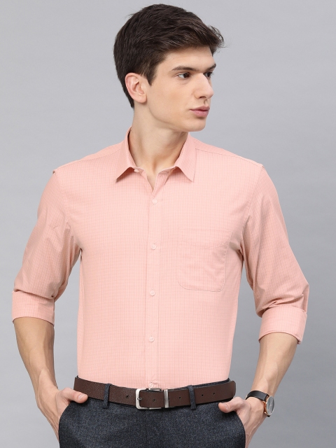 

Peter England Men Coral Slim Fit Checked Formal Shirt