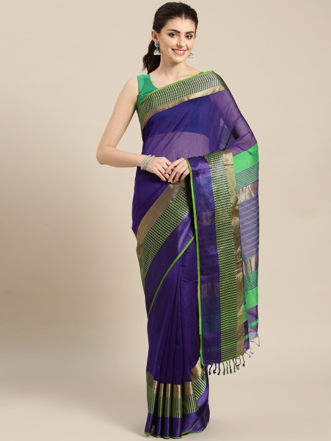 

lal10 Navy Blue Solid Handloom Maheshwari Saree