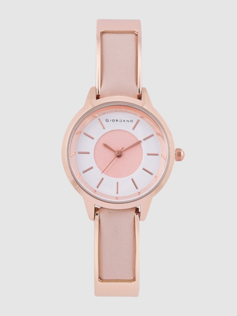 

GIORDANO Women White & Pink Leather Analogue Watch C2170