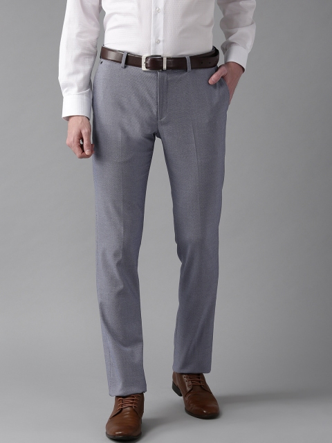 

Blackberrys Men Blue Regular Fit Self Design Formal Trousers
