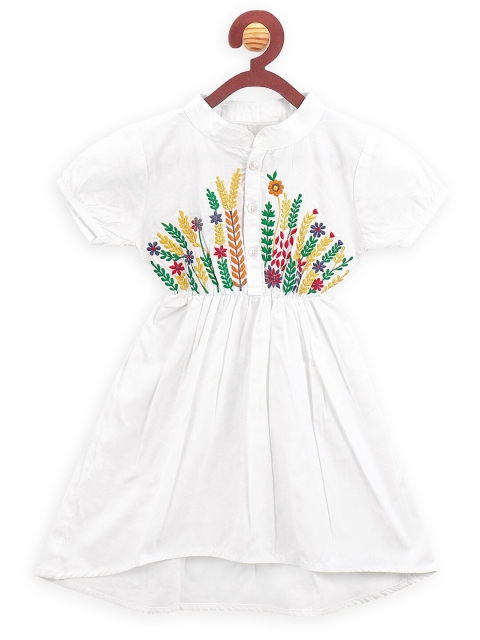 

LilPicks Girls White Embroidered Fit and Flare Dress