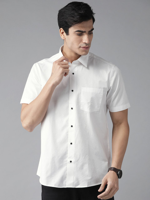 

Blackberrys Men White Slim Fit Printed Smart Casual Shirt