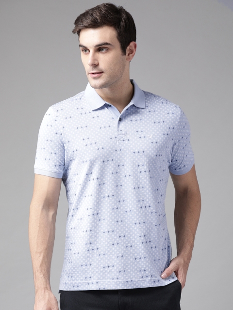 

Blackberrys Men Blue & White Printed Polo Collar T-shirt