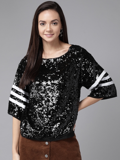 

ONLY Women Black Sequinned Top