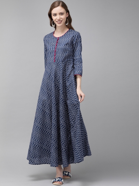 

Anouk Women Blue Printed Anarkali Kurta