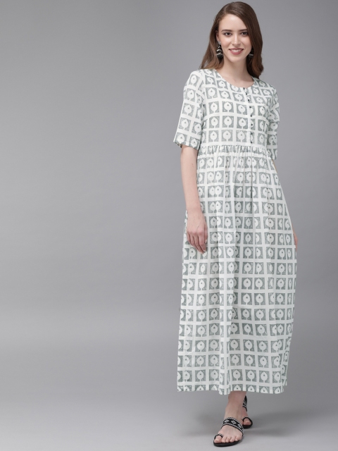 

Anouk Women White Printed Maxi Dress