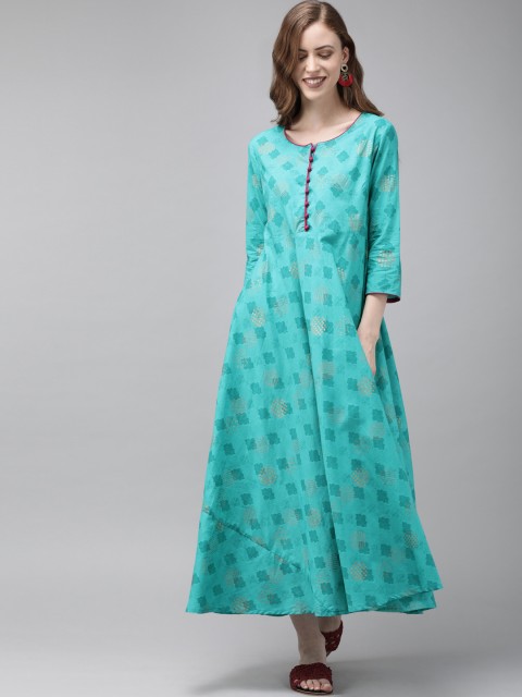 

Anouk Women Blue Printed Anarkali Kurta