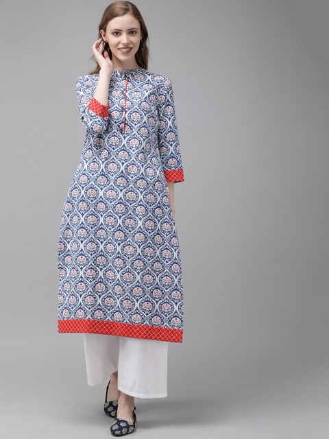 

Anouk Women Blue & White Printed A-Line Kurta
