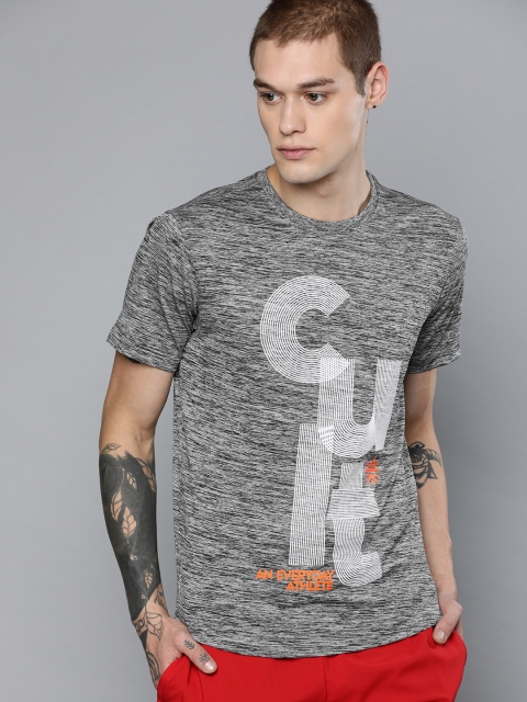 

Cultsport Men Grey Printed Round Neck Workout T-shirt