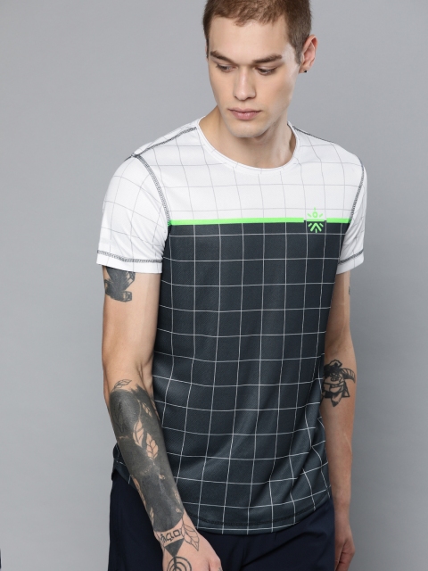 

Cultsport Men Navy Blue & White Checked Round Neck Lifestyle T-shirt