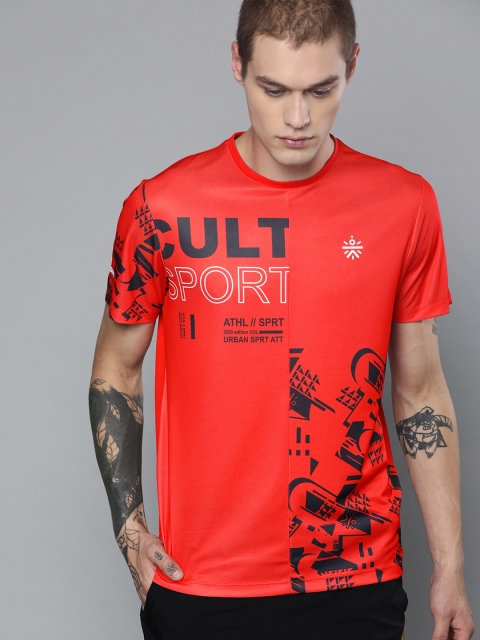 

Cultsport Men Red Printed Round Neck T-shirt
