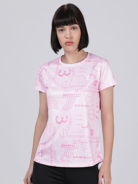 

Cultsport Women Pink Printed Round Neck T-shirt